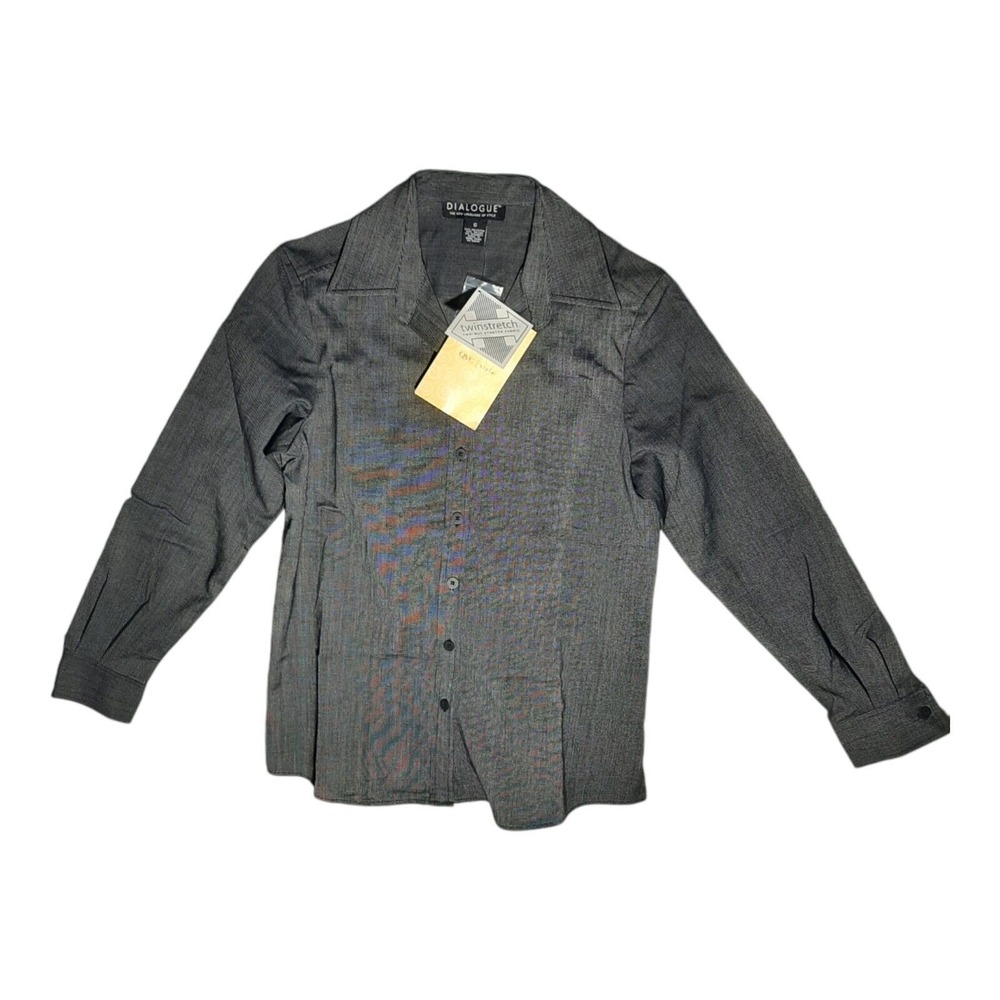 Dialogue womens twin stretch shirt jacket shacket Size 6 NWT gray button front